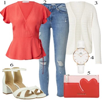 Krst outfit mit Krem/Bela Pletene Velika velikost/Pletenina Only "Poletna oblačila"Look: Bar, Krst, Koncert, Konfirmacija, Koče, Šola