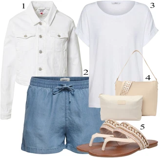 Prevelik outfit mit Bela/Siva/Krem Majica & Top/Srajca & majica velike velikosti/Bluza velika velikost/Tunika Only "Poletna oblačila"Look: Nor, Klasična, Kul, Prevelik, Brez šivov, Preproste