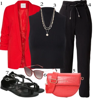 Ležérní outfity s Červená/Tmavě červená Oversize Sako/Boyfriend Sako/Dlouhý Sako/Teplákový blejzr/Kožená bunda pro muže Pieces "Stylová letní nálada"