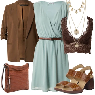 Výstřih na ramena Outfit s Světle zelená/Světle modrá/Zelená Šaty Bez Rukávů/Ležérní Šaty/Žerzejové Šaty/Letní Šaty/Zavinovací Šaty/Šaty s Páskem About You "Módní letní vzhled"