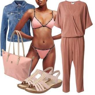 Outfit s Hnědá/Fialová Slavnostní overall/Letní overall/Svatební kombinéza/Elegantní overal About You "Módní letní vzhled"