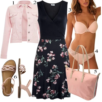 Do koljena Svatovski gost Outfit sa Tamnoplava/Crvena/Pink Haljina Veći Broj BEACH TIME "Tvoj otmjeni outfit"