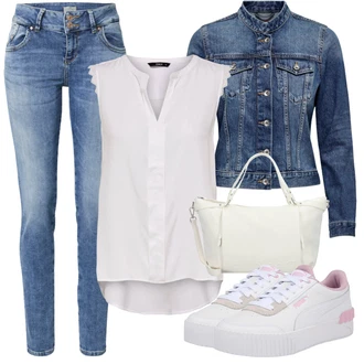 Outfit s Fialová/Růžová Úzká Teniska/Vintage Teniska/Plátěná Teniska/Teniska na platformě/Letní Tenisky/Nízká Teniska/Kožené Tenisky/Skate Bota Puma "Módní letní vzhled"