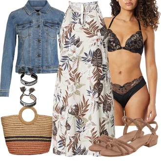 Outfity pro zábavu Tropický s Bílá/Béžová/Hnědá/Khaki/Zelená Šaty s výstřihem/Plážové Šaty/Šaty S Potiskem/Boho Letní Šaty/Dlouhé Letní Šaty Only "Módní letní vzhled"