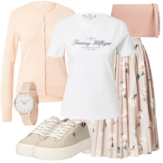 Outfity pro léto s Růžová/Béžová/Modrá/Krémová Móda Pro Plnoštíhlou Pletenina veľkej veľkosti GAP "Módní letní vzhled"