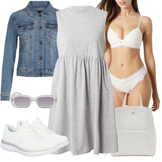 Elegantní Outfit s Krémová/Bílá Šněrovací bota/Lékařská Bota/Pohodlná Bota/Bota Na Pěší Turistiku/Úzká Teniska/Šněrovací Bota/Zdravotní bota/Nízká Teniska/Letní Tenisky Skechers "Módní letní vzhled"Look: Klasické, Elegantní, Venkovní, Nadrozměrné, Sportovní, Unisex