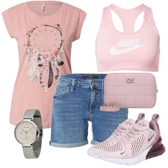 Outfit s Světle Modrá/Modrá Košile Džínový Šortky/Bermuda Mavi "Módní letní vzhled"