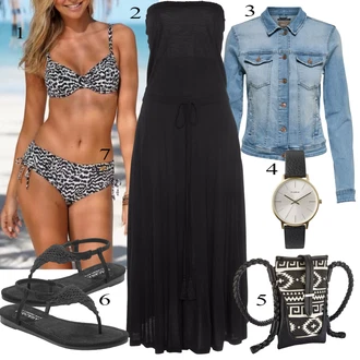 Outfit sa Pink/Crna/Bijela Bandeau Bikini/Push-up gornji dio bikinija/Bikini set Gornji Dijel Bikinija S Trakom/Kožni muški remeni/Gornji Dio Bikinija Balconette/Balconette Bikini Lascana "Tvoj otmjeni outfit"