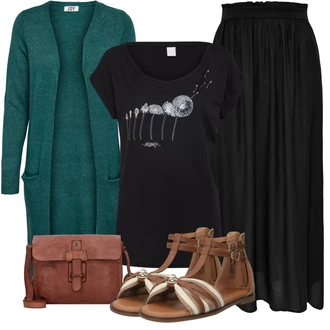 Outfit s Zelená/Tyrkysový Pletenina veľkej veľkosti/Tunika/Kabát JdY "Módní letní vzhled"