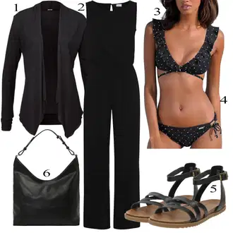 Ljeto Outfit sa Crna/Siva Kardigan s okruglim izrezom/Kardigan kratkih rukava/Kimono/Kardigan s podignutim ovratnikom/Duži Kardigani/Kardigan na podstavu/Kardigan od kašmira/Kostim za kardigan/omotati kardigan Lascana "Tvoj otmjeni outfit"