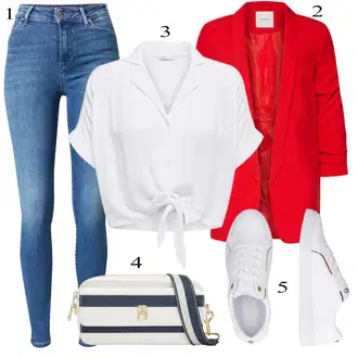 outfit mit Bela/Rdeča Superga Usnjene superge/Superge Nizka/Ozka Superga/Superge Z Bočno Zadrgo/Poletne superge Tommy Hilfiger "Poletna oblačila"