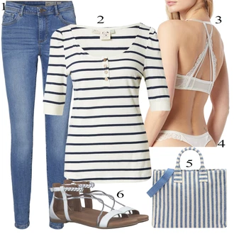 Outfit s Bílá/Krémová Podprsenka Balconette/Prsatější střih podprsenky/Podprsenka s výstřihem push-up/Krajková podprsenka/Zmenšující Podprsenek/Kojící podprsenka/Vyztužený podprsenek/Odlehčovací podprsenka/Měkká podprsenka/Průsvitná podprsenka a podprsenka s kosticí/Kožené bundy pro muže/Trojúhelníkový Podprsenek/Podprsenka s kosticemi/Bezdrátová podprsenka HUNKEMÖLLER "Módní letní vzhled"