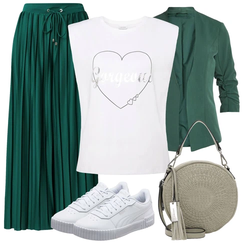 Kombinace Tmavě Zelená/Zelená/Tyrkysový Palazzo Kalhoty/Plisovaná Kalhoty/Plisovaná kalhoty/Široká Kalhoty About You