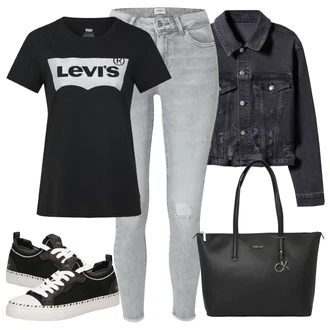 Outfit s Modrá/Hnědá/Růžová/Tmavě Modrá Zkrácený Top/Fancy tričko/Těhotenské tričko/Pletené tričko/Tričko nadměrné velikosti/Košile s potiskem/Top/Tričko s nápisem levi's ® "Outfit na léto"