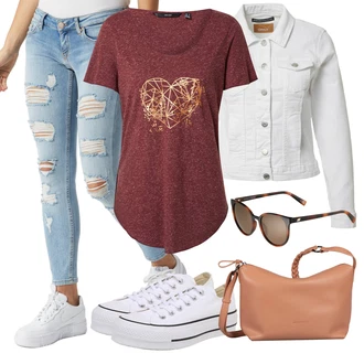 Outfit s Šedá/Krémová/Bílá Vintage Bund/Krátký Bund/Krátký Bund/Letní Bund/Džínové Bund/Krátké Džínové Bundičky Only "Outfit na léto"