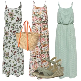 Elegantní Dlouhé Outfit s Světle zelená/Zelená Dlouhé Letní Šaty/Maxi Šaty/Šifonové Šaty Only "Outfit na léto"Look: 20 léta, Boho, Elegantní, Hippie, Mom, Příliš oblečený, Romantický, Slavnostní