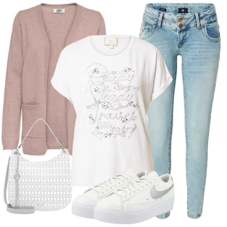 Outfit s Modrá Dlouhá tylová sukně/Dlouhé Šaty/Dlouhý Zimní Kabát/Zvonové Džíny/Slim Fit Džíny LTB "Outfit na léto"