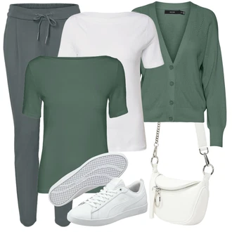 Outfit s Bílá/Krémová Sportovní doplněk/Páska s Kapsou/Brašna/Taška Přes Rameno/Taška/Dopisová peněženka/Sportovní Taška Přes Rameno/Bagetová taška "Outfit na léto"