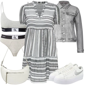 Outfit s Šedá/Světle šedá Košilová bunda/Džínové Bund/Krátké Džínové Bundičky/Letní Bund Street One "Outfit na léto"