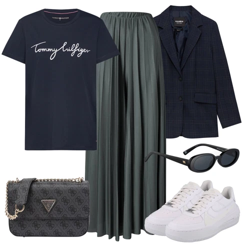 Kombinace Tmavě šedá/Tmavě Zelená/Šedá/Zelená Palazzo Kalhoty/Plisovaná Kalhoty/Plisovaná kalhoty/Slinky Kalhoty/Široká Kalhoty guido maria kretschmer women