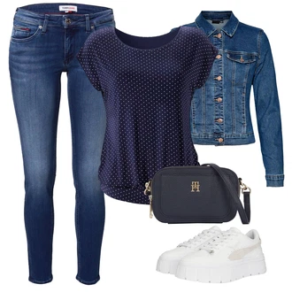 Jaro Outfit s Modrá/Tmavě modrá/Světle modrá/Pastelové barvy Krátké Džínové Bundičky/Džínové Bund VERO MODA "Outfit na léto"