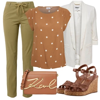 Outfity pro léto S křivkami s Hnědá/Béžová/Oranžová Tričko & Top Móda Pro Plnoštíhlé/Tunika/Halenka Móda Pro Plnoštíhlou SAINT TROPEZ "Outfit na léto"