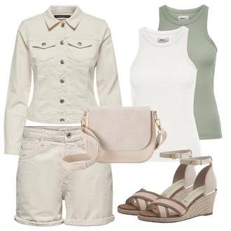 Outfit s Hnědá/Béžová/Oranžová/Bílá/Khaki Jarní bunda/Manšestrová Bunda/Košilová bunda/Džínové Bund/Krátký Bund/Krátké Džínové Bundičky/Vintage Bund/Letní Bund Only "Outfit na léto"