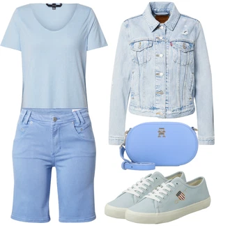 Outfit s Šedá Tričko/Tričko & Top Móda Pro Plnoštíhlé VERO MODA "Outfit na léto"