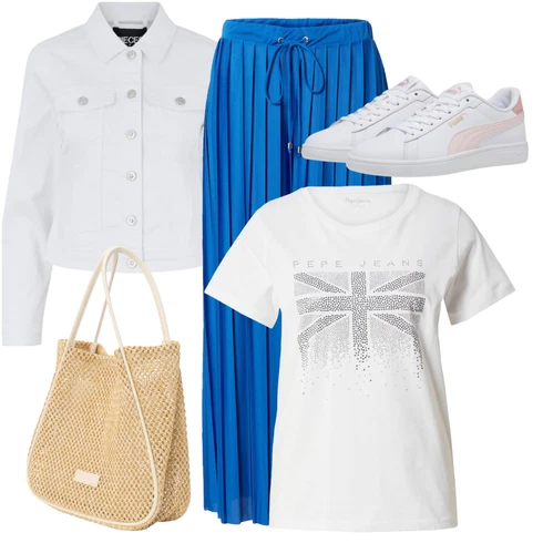 Kombinace Modrá Široká Kalhoty/Plážová Kalhoty/Palazzo Kalhoty/Plisovaná Kalhoty/Plisovaná kalhoty/Slinky Kalhoty About You