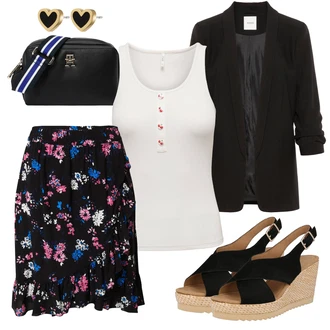 Krátká Outfit s Černá Dlouhý Sako/Blůzové Sako/Oversize Sako/Boyfriend Sako/Elegantní Sako/Blejzrové Bund/Kožená bunda pro muže Pieces (Tall) "Outfit na léto"