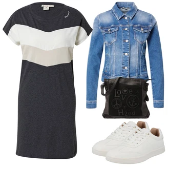 Outfit s Černá/Šedá/Tmavě modrá/Tmavě šedá/Bílá/Světle šedá Žerzejové Šaty/Pletené Šaty/Tričkové šaty/Pouzdrové Šaty Ragwear "Outfit na léto"