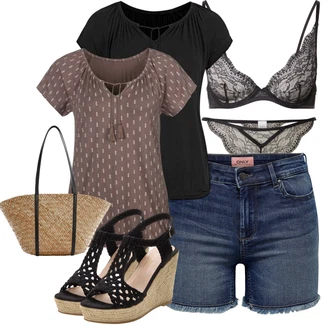 Vysoké Podpatky Outfit s Černá/Žlutá/Béžová Sandál na klínku/Espadrilka s klínovým podpatkem/Bota Na Klínku/Sandály Espadrille sandál Lascana "Outfit na léto"