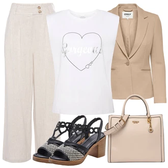 Výstřih na ramena Outfit s Hnědá/Oranžová/Vínová/Červená/Žlutá/Fialová/Růžová Muskulární Tričko/Fancy tričko/Top Halenka Bez Rukávů/Tričko s grafikou Lascana "Outfit na léto"