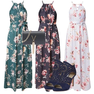 Lehké Dlouhé Outfit s Zelená/Tyrkysový/Tmavě zelená Šaty s výstřihem/Maxi Šaty/Šaty S Potiskem/Dlouhé Letní Šaty About You "Outfit na léto"