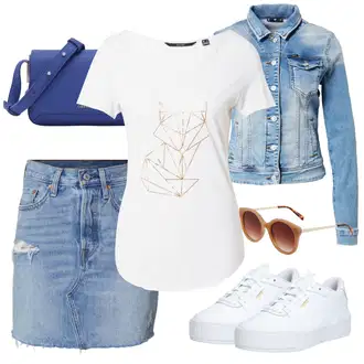 Džínovina Outfit s Světle modrá/Modrá Krátká Sukně/90tá Léta Sukně/Džínová Sukně/Džínová vintage sukně levi's ® "Outfit na léto"
