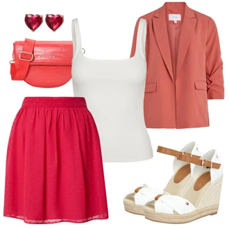 Outfit s Růžová/Zlatý/Tmavě červená Sponka do ucha/Pecka kate spade "Outfit na léto"