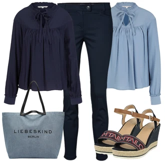 Vysoké Podpatky Outfit s Tmavě modrá/Béžová/Červená/Žlutá/Hnědá Sandály Espadrille sandál/Espadrilka s klínovým podpatkem/Espadrilka na Podpatku/Sandál na klínku/Letní Bota/Bota Na Klínku Tom Tailor "Outfit na léto"