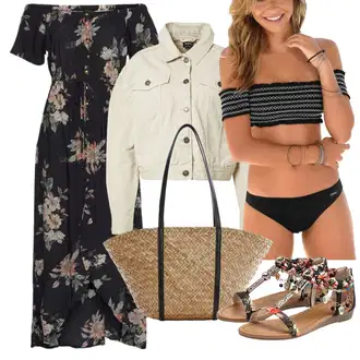 Outfit s Růžová/Tmavě modrá/Hnědá/Modrá Maxi Šaty/Dlouhé Letní Šaty/Šaty S Potiskem/Společenské šaty pro hosta/Vintage šaty Lascana "Outfit na léto"