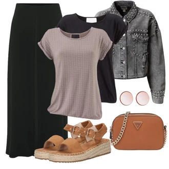 Outfity pro léto s Černá/Tmavě zelená Maxi Sukně/Dlouhá Sukně/Sukně Pro Matriku/Sukně do Délky Lýtka/Vintage Sukně maxi Lascana "Outfit na léto"