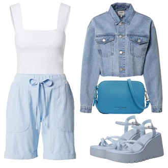 Vysoké Podpatky Outfit s Světle modrá/Modrá Sandál Na Podpatku/Platform Sandal/Sandál na klínku/Bota Na Klínku/Letní Bota Madden Girl "Outfit na léto"