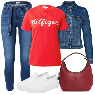 Jaro Outfit s Modrá/Tmavě modrá/Světle modrá/Pastelové barvy Krátké Džínové Bundičky/Džínové Bund VERO MODA "Outfit na léto"