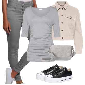 Manšestr Outfit s Béžová/Khaki Krátké Džínové Bundičky/Manšestrová Bunda/Krátký Bund/Vintage Bund/Krátký Bund/Udržitelná bunda/Jarní bunda/Letní Bund Only "Outfit na léto"