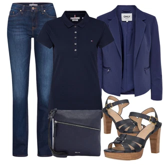 Outfit s Tmavě modrá Jednoduchý top/Halenek top/Polo Tričko/Košilový top/Krátký top Tommy Hilfiger "Outfit na léto"