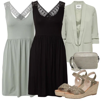 Šněrovací Outfit s Černá Žerzejové Šaty/Midi Šaty/Šaty Bez Rukávů/Šaty po kolenu/Letní Šaty/Šaty v Délce do Lýtka/Šaty Do Áčka About You "Outfit na léto"