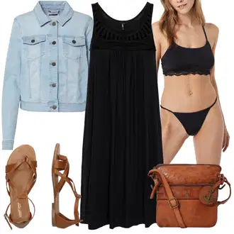 Outfit s Hnědá/Béžová Sandál S T Páskem/Vintage sandál/Páskový Sandál/Gladiátorská sandála/Římská sandála/Letní Bota About You "Outfit na léto"