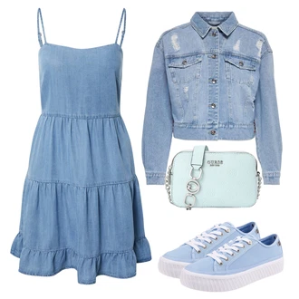 Džínovina Outfit s Světle modrá/Modrá Šaty s laclem/Letní Šaty/Džínové Šaty/Šaty Na Ramínko/Šaty na tenké ramínko Only "Outfit na léto"