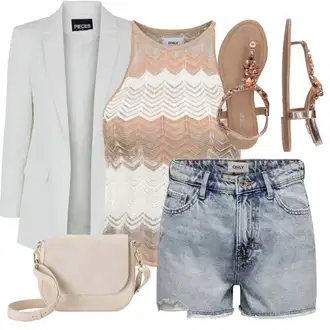 Outfit s Zlatý Letní Bota/Pletený Sandál/Sandál se třpytkami/Páskový Sandál/Sandál S T Páskem About You "Outfit na léto"