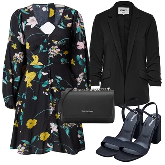 Outfit s Černá/Žlutá/Zelená/Tmavě zelená/Růžová Šaty Niki/Šaty na Podzim/Šaty S Potiskem/Tunikové šaty/Šaty s dlouhým rukávem/Halenkové Šaty Oasis "Outfit na léto"