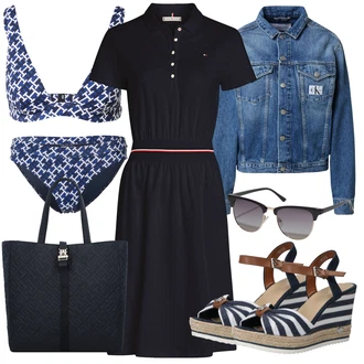 Polo-límec Outfit s Tmavě modrá Polo Šat Tommy Hilfiger "Outfit na léto"