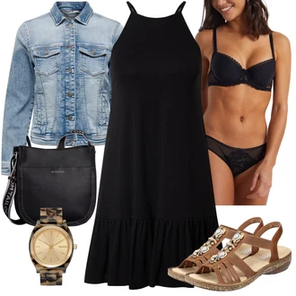 Outfit s Tmavě modrá/Černá Brazilské Kalhotky/Kalhotky/Klasické kalhotky/Multibaleno/Tanga/Sada Kalhotek s Drátěnou Podprsenkou/Sada kalhotek podprsenky/Průsvitná kalhotka Lascana "Outfit na léto"